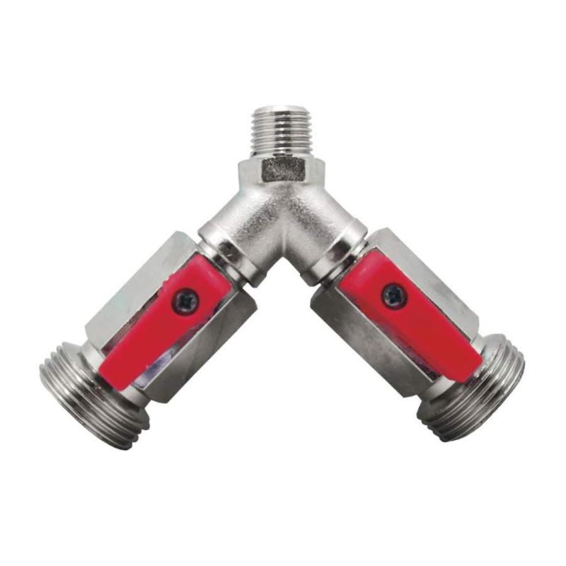 Y piece with 2 outputs and CO2 stop taps